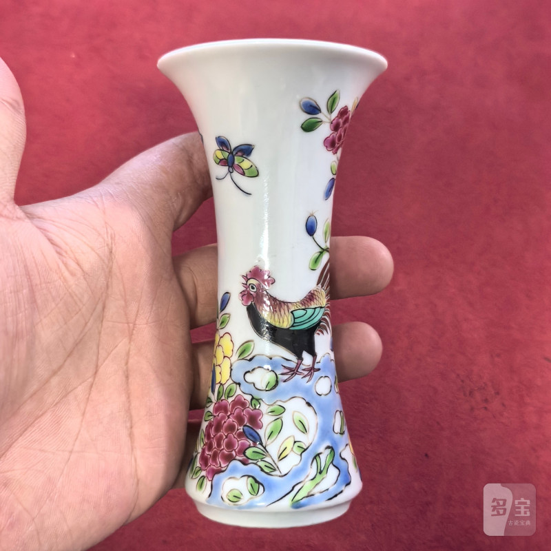 清晚期 粉彩大吉图花觚 - 图7